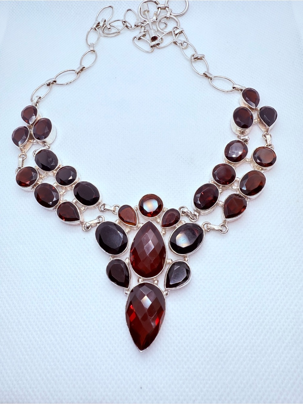 ✨ Stunning Mozambique Vintage Sterling Silver Genuine Garnet Statement Necklace!